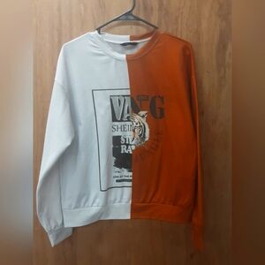 Shein Rust White Tiger Screenprint Top. Size S